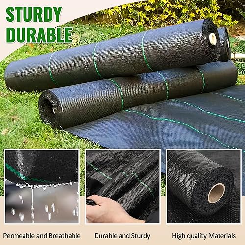Miniatura 4 de GRASSCLUB Tela de barrera de malezas de 6 pies x 300 pies, resistente tela de control de malezas, duradera y ecológica, alfombrilla de jardinería