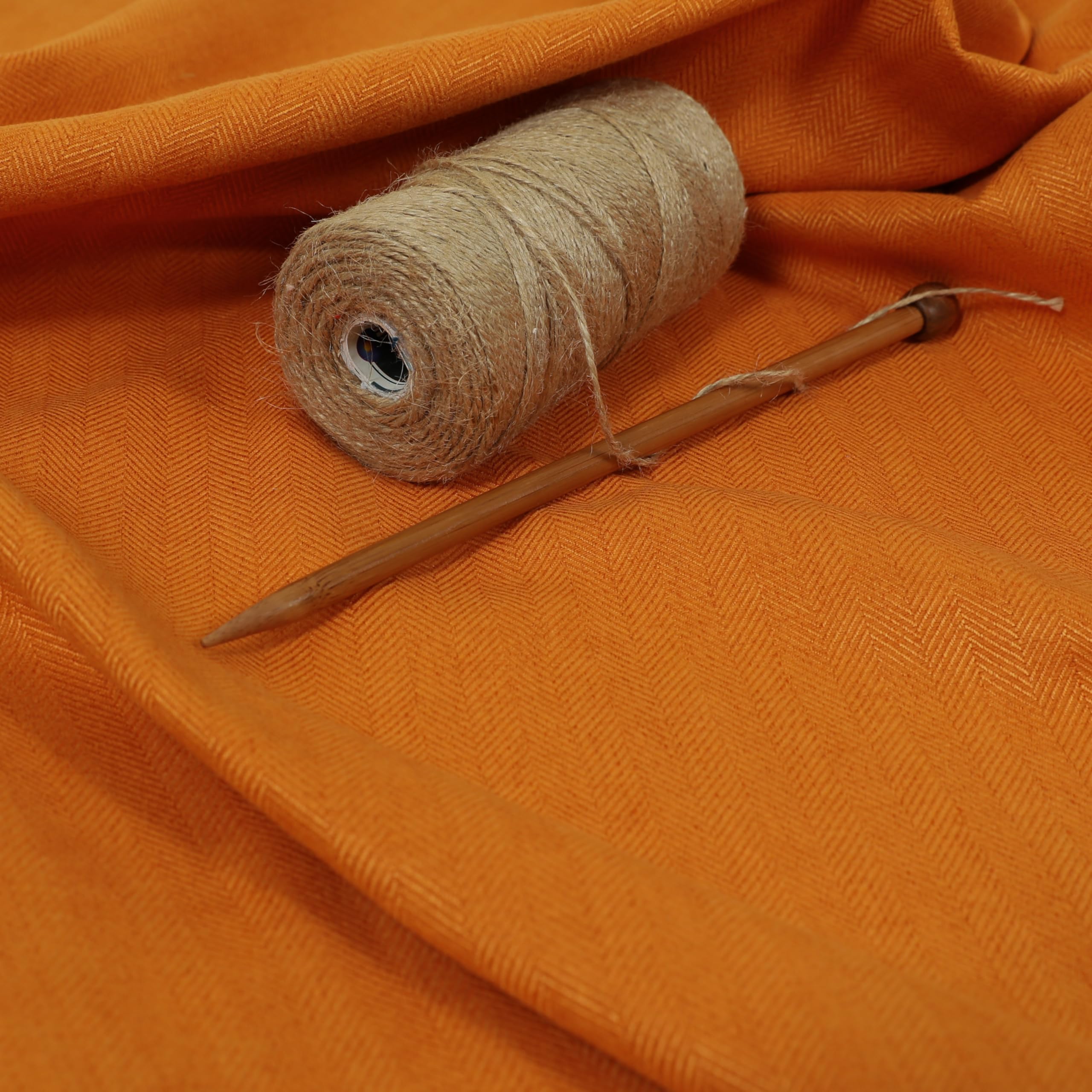 Redbrick Mill Fabrics Flame Retardant Soft Herringbone Orange Chenille Textured Hardwearing Upholstery Curtain Fabric (Per Metre) โ image 1
