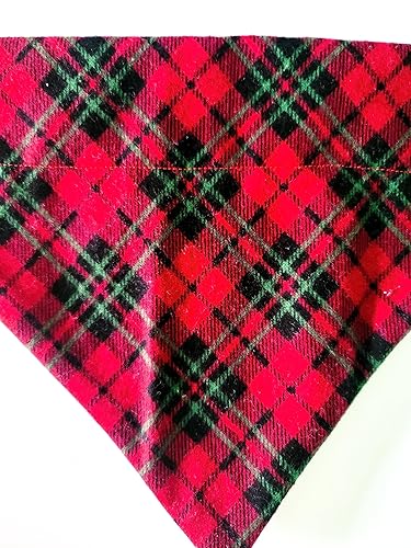 Christmas Plaid Over the Collar Dog Bandana That Slips onto Their Existing Collar Size (X-Large)