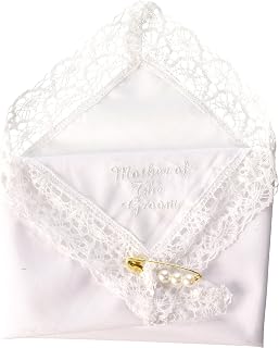 Darice VL3067 Mother of The Groom Embossed Handkerchief Hankies with Pearl Pin