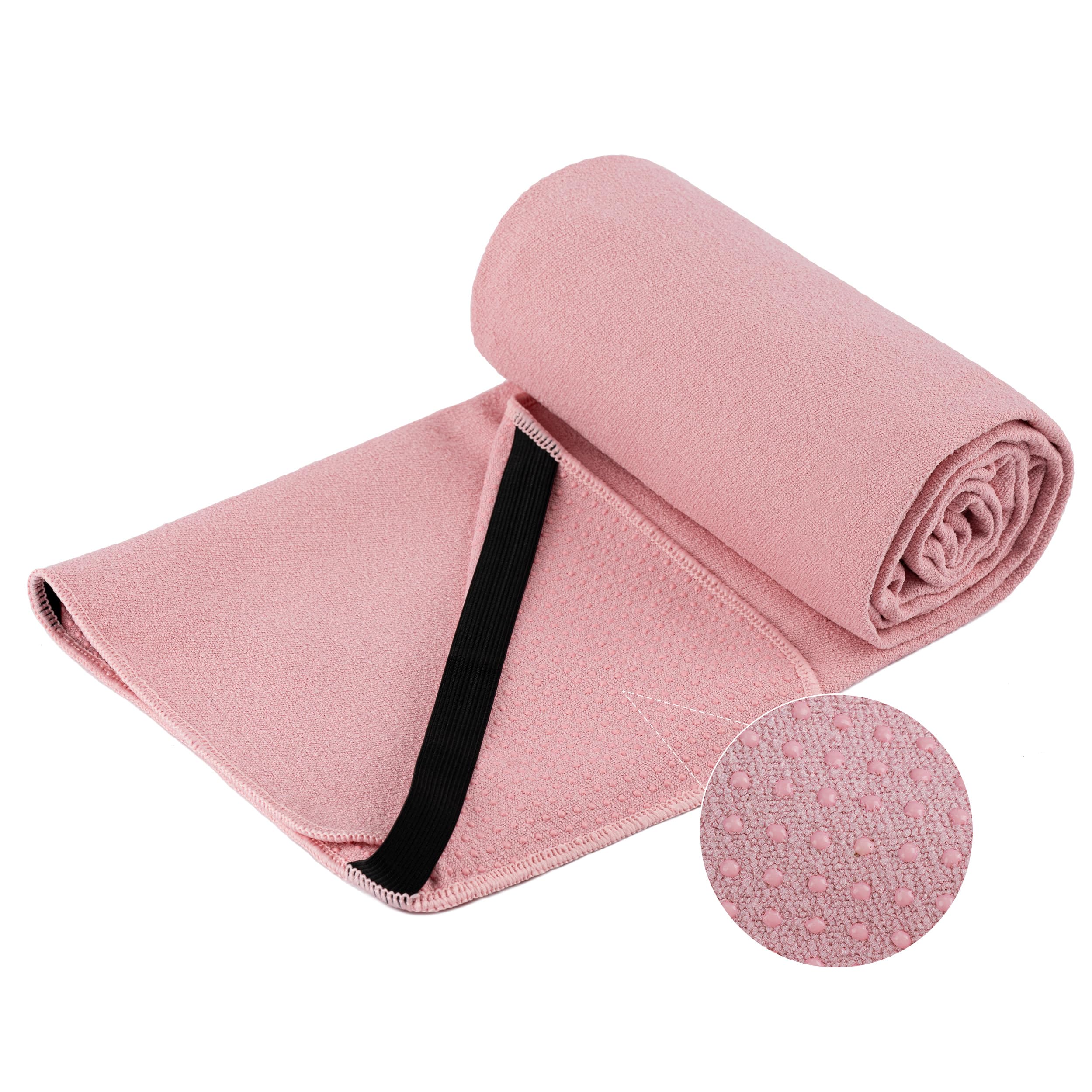 MICROFI New Microfiber Hot Yoga Towel Mat, 24 x 72 inches, with Non-Slip Silicone Grip, Secure Fit Elastic Straps