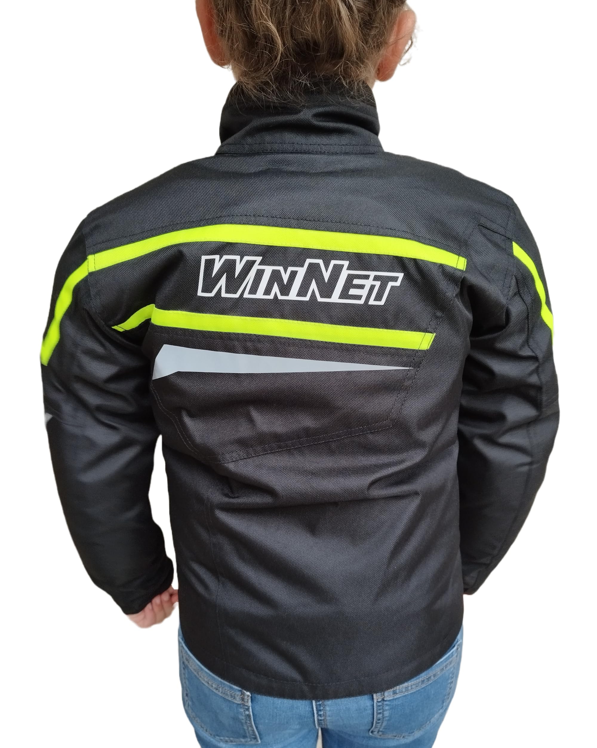 WinNet Giacca Giubbotto moto bimbo bambino ragazzo 6 8 10 12 14 anni cordura anti acqua pioggia impermeabile protezioni omologate CE gomiti spalle schiena