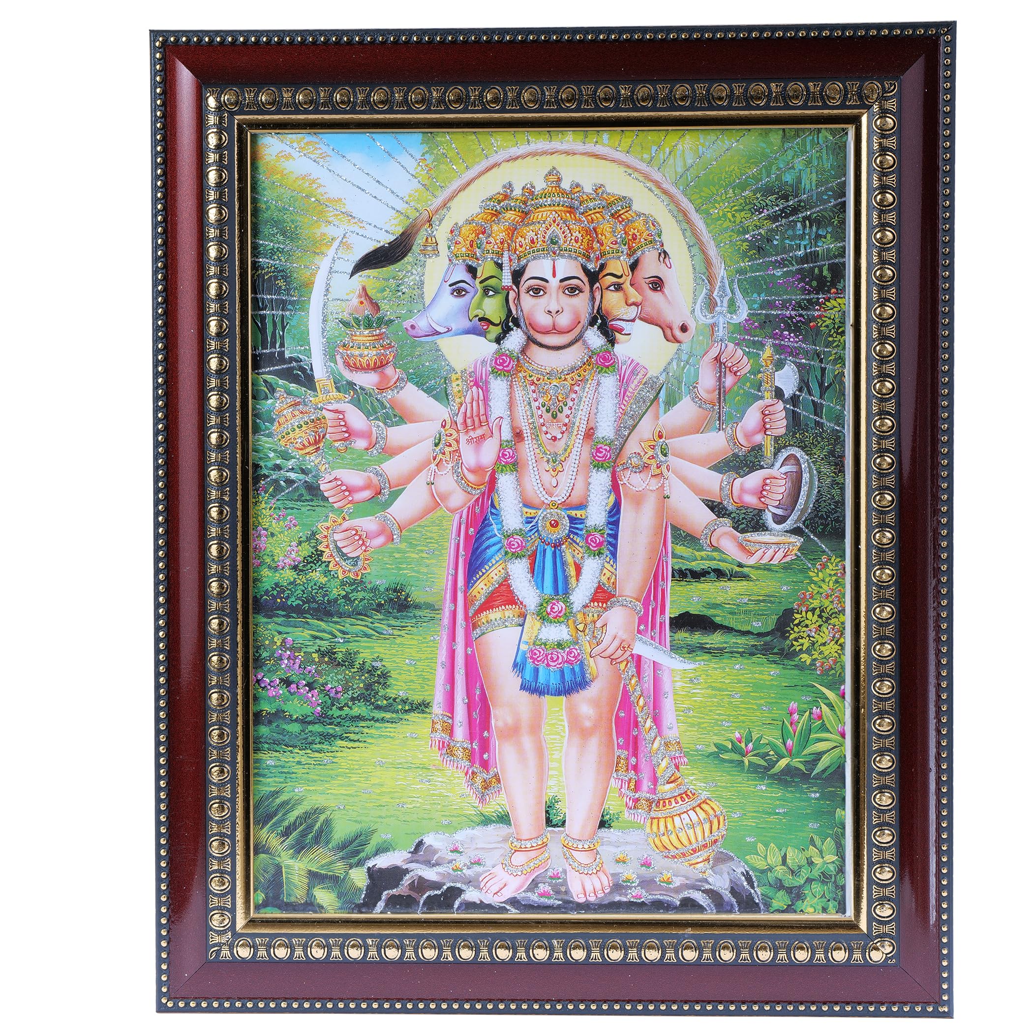 Hanuman Factory Abhisubya Panchmukhi Lord Hanuman Photo Frame With His Weapon Wall ...