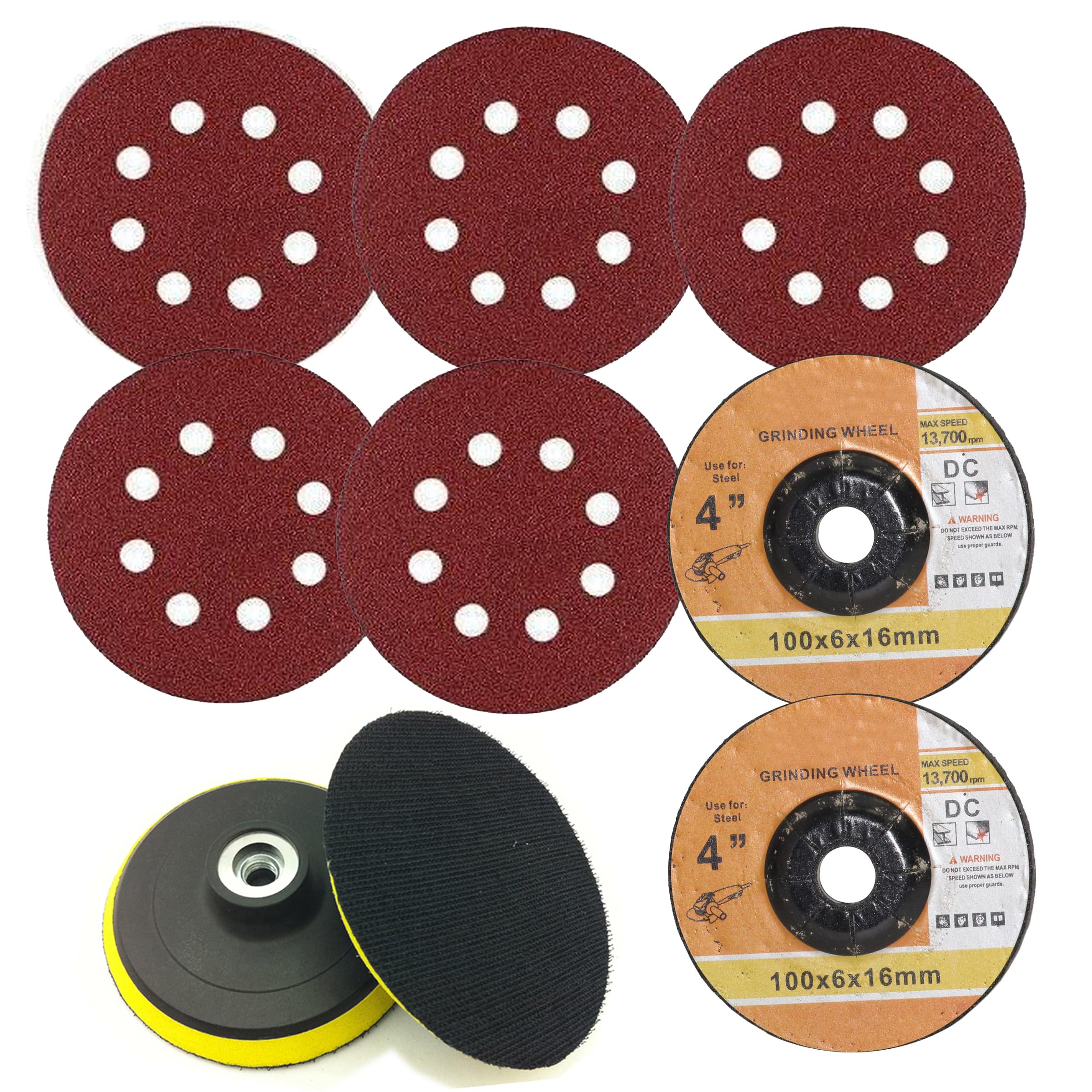 Digital Craft 7Pc Combo Set – 2Pc 4-Inch Metal Grinding Wheels & 5Pc Sandpaper Pads for Metal & Wood Surface Finishing, Angle Grinder & Hand Sanding Tools-image-39