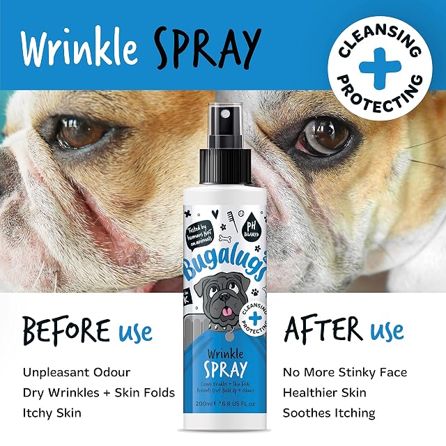 Foto 3 de 8 de BUGALUGS - Spray para Pliegues y Arrugas en Perros - 200ml - Limpieza Rápida sin Enjuague - Aloe Vera Calmante