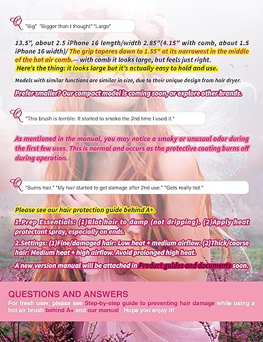 Miniatura 3 de Cepillo secador de pelo, cepillo secador de pelo en uno, secador de pelo iónico 4 en 1 y voluminizador con barril ovalado de titanio, alisador de