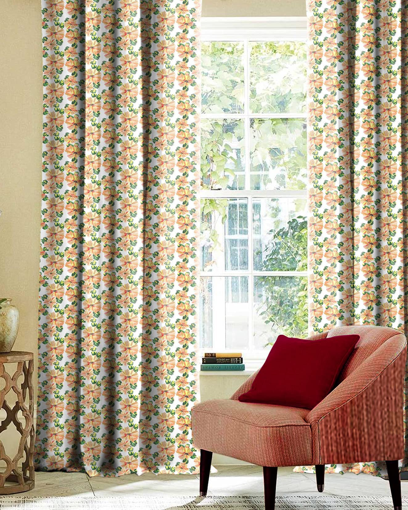 Casableu Kashmiri 3 Piece Polyester Eyelets (Steel) Blackout Curtains with Tie Back, Bedroom Living Room (Orange, 7 Ft x 4.2 Ft) (B0C8DHLLV1) Amazon Price History, Amazon Price Tracker