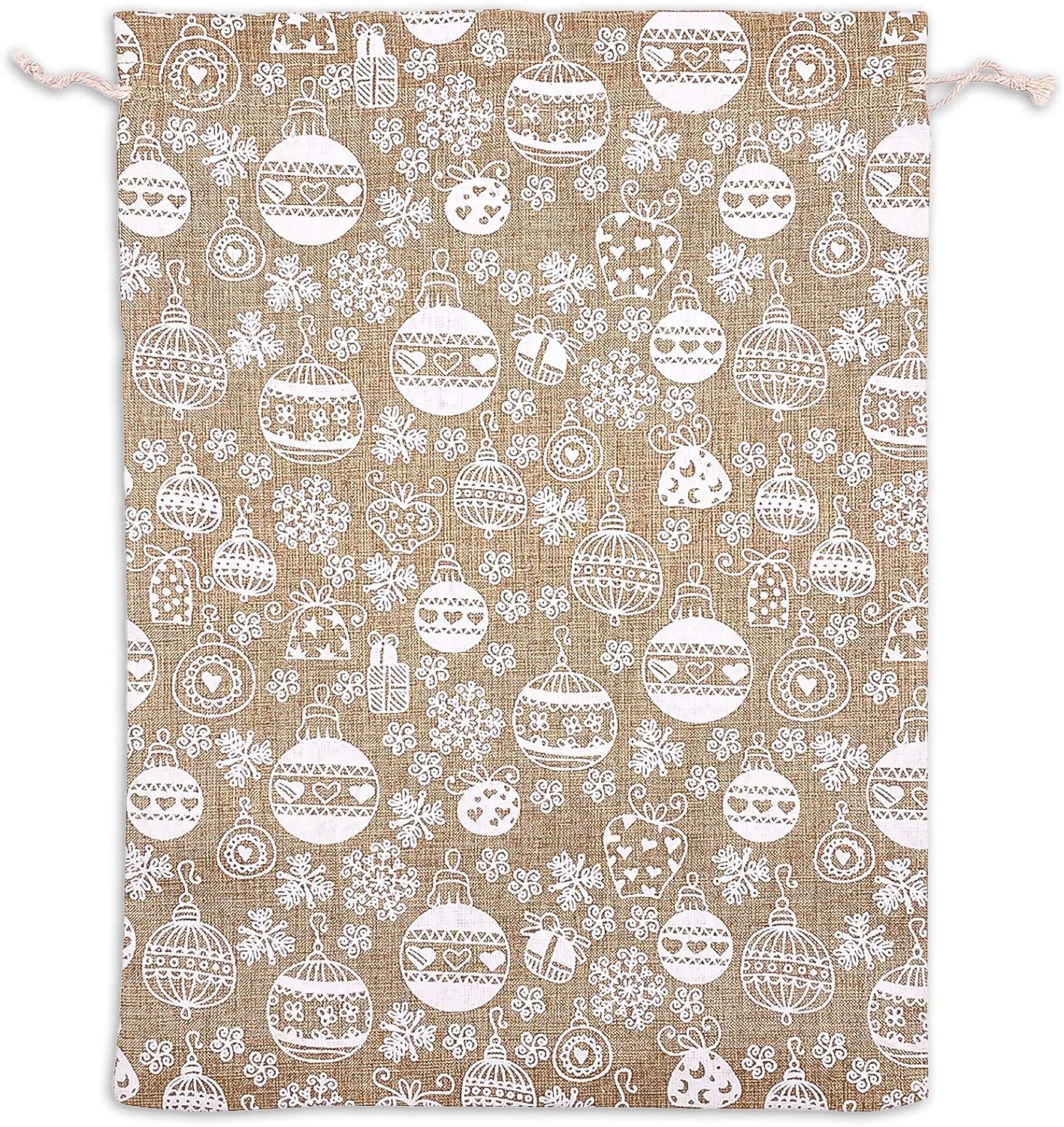 12-Pack 12x16 Reusable Jute Burlap Canvas Gift Bags w. Drawstrings (Christmas Ornaments, X-Large) - for Presents, Party Favors, Retail, Samples by TheDisplayGuys