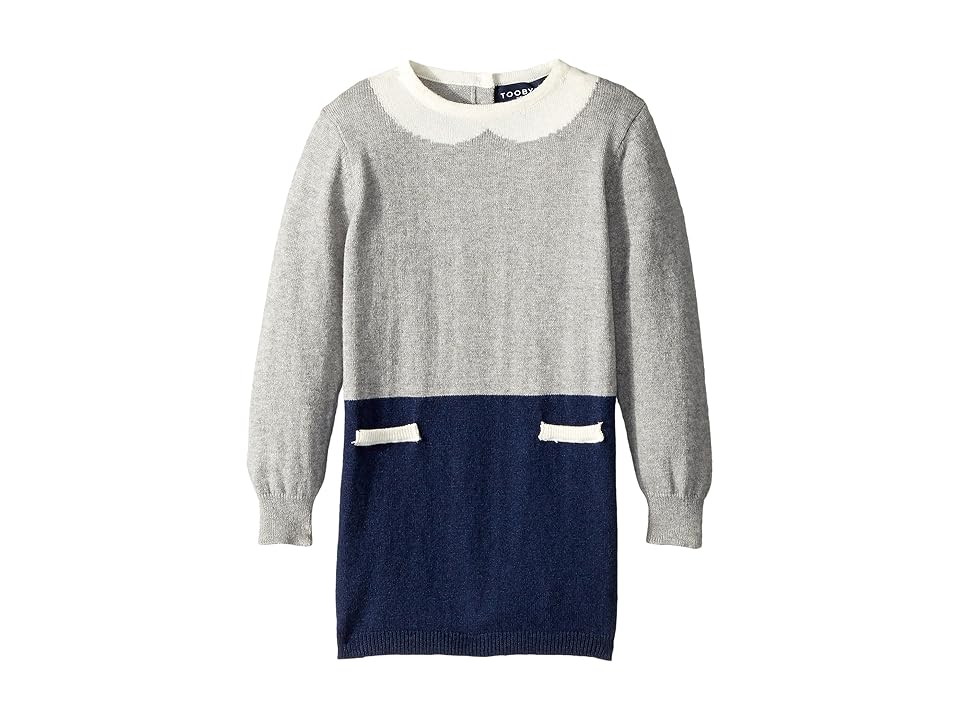 

Toobydoo The Olive Faux Collar Sweater Dress (Infant/Toddler) (Navy/Grey) Girl's Dress