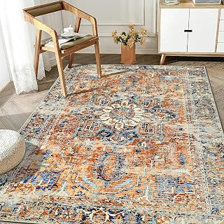 WONGS BEDDING Boho Teppich Wohnzimmer Schlafzimmer Kurzflor Teppiche Waschbar Weich rutschfest Vintage Design