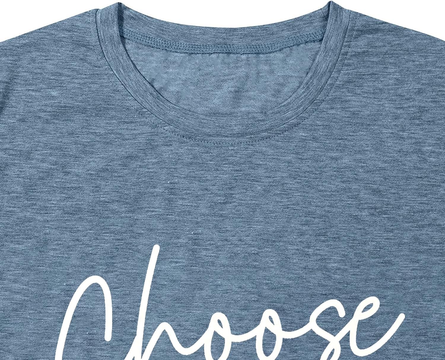 Graphic Tees for Women Choose Happy Letter Print Shirts Sunflower Women T Shirt Inspirational Short Sleeve Casual Tops - Image 4