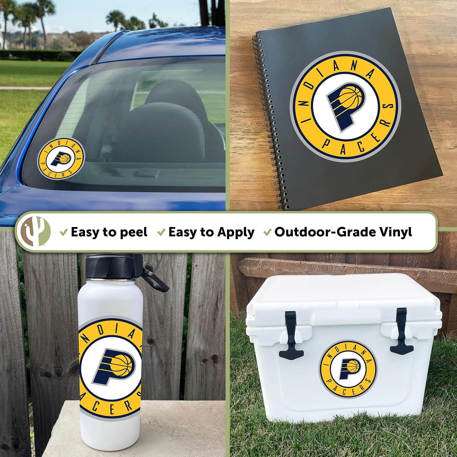 Desert Cactus Indiana Pacers Sticker NBA Officially Licensed Vinyl Decal Laptop Water Bottle Car Scrapbook (Individual 5)
