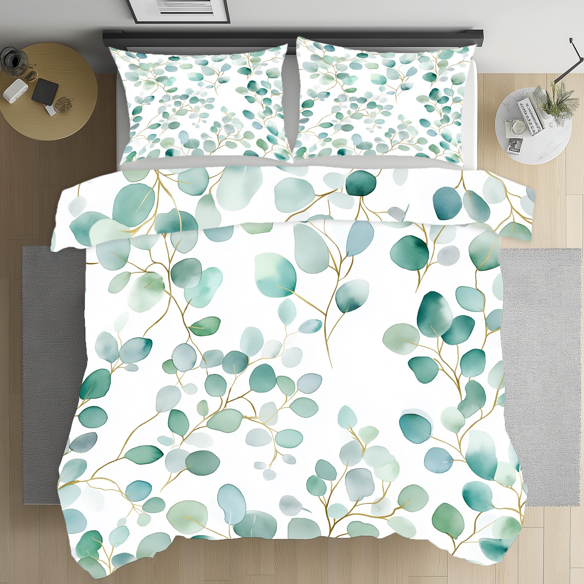 Housse de couette eucalyptus aquarelle pour créer une chambre cocooning et naturelle