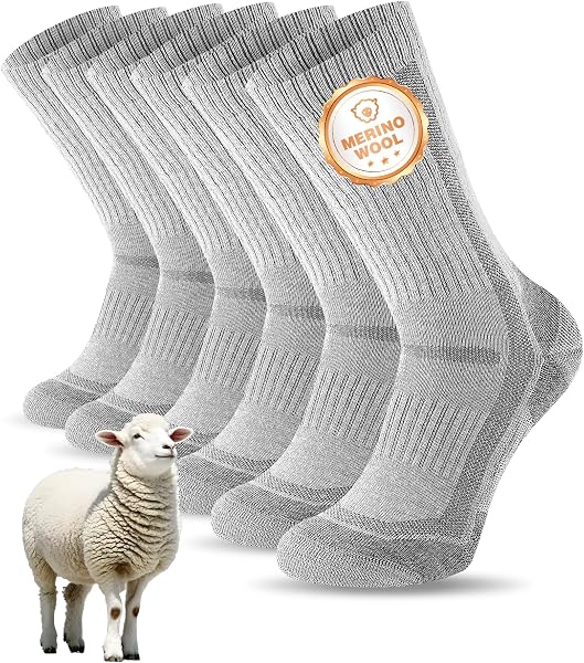 SockWaddles Skarpety Trekkingowe Merino Damskie i Męskie, 3 Pary | 50% wełny merino, odprowadzanie wilgoci, amortyzowana
