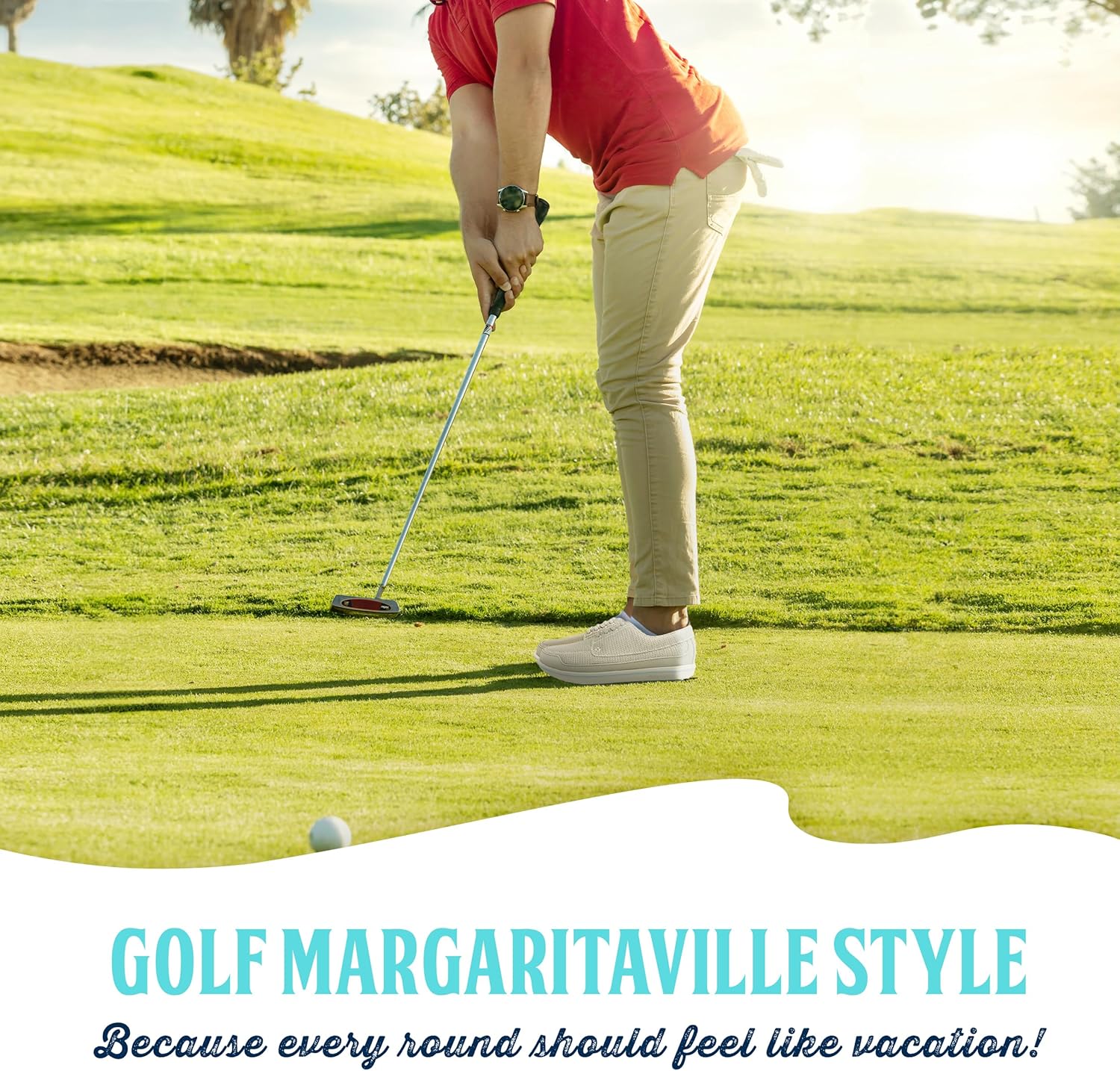 Margaritaville Golf Shoes, The Gimmie, Spikeless Mens Golf Shoe, Golf Footwear with Rubber Toe Guard and Stability Heel Frame, Lace Up Athletic Mens Shoes - Image 2