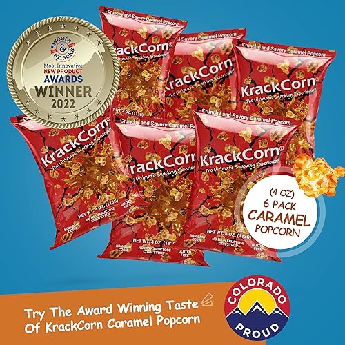 Miniatura 4 de KrackCorn Palomitas de maíz de caramelo, bocadillos dulces y salados de palomitas de maíz con sabor gourmet, sin gluten, maíz con caramelo sin OMG,