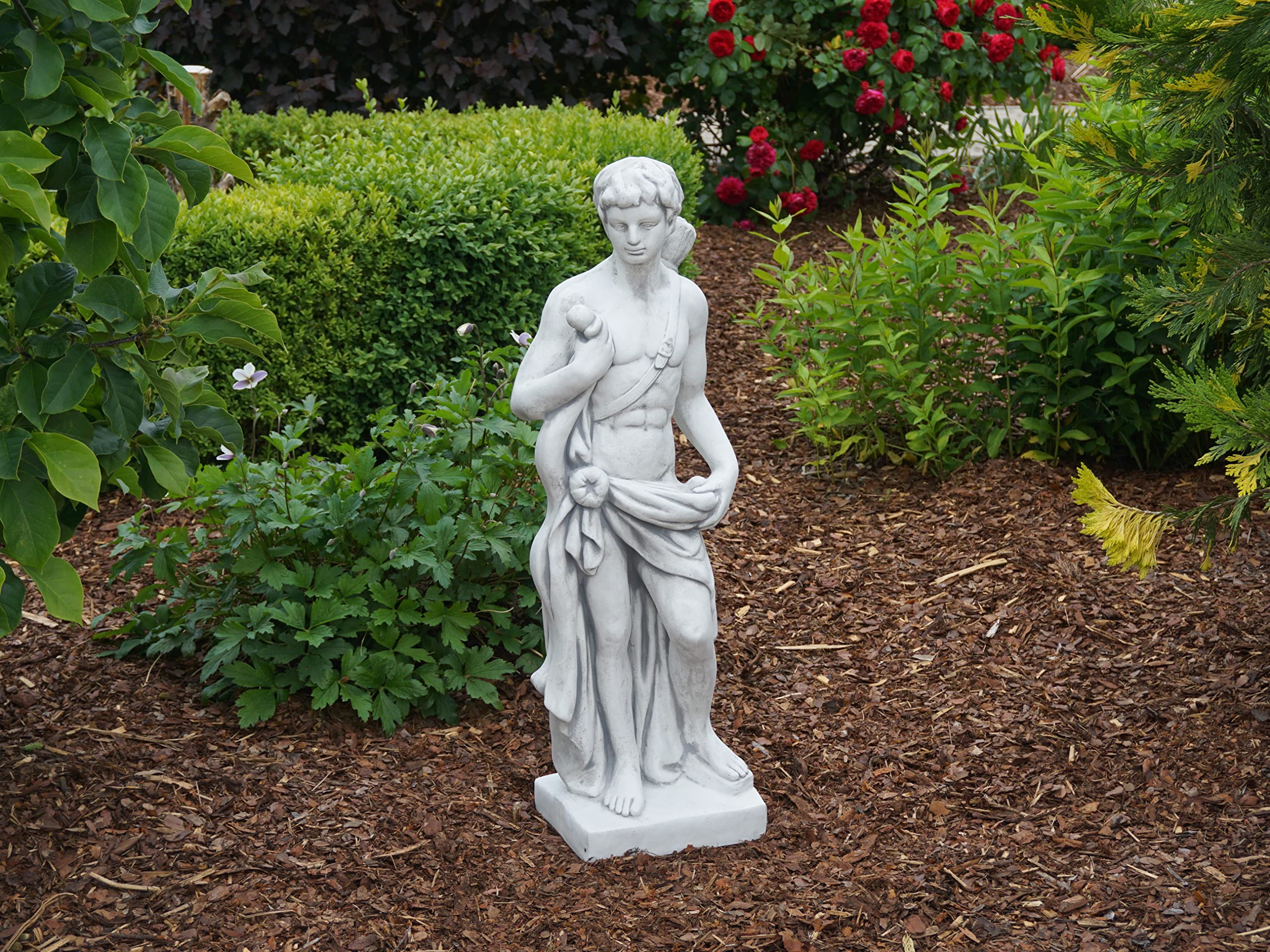 gartendekoparadies.de Statue des Jägers Orion, Steinfigur aus Steinguss, H. 85 cm, 36 kg, Grau, Frostsicher für Außenbereich