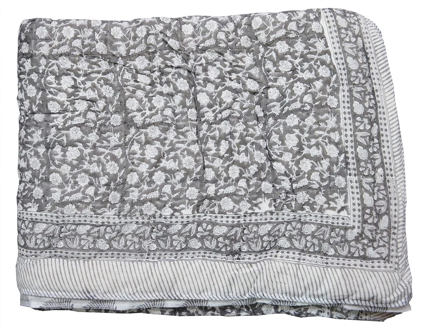 Floral Printed Handmade Block Printed Jaipuri Quilt Single Queen King Size Jaipuri Razai Super Soft Cotton Comforter Razai (California King)
