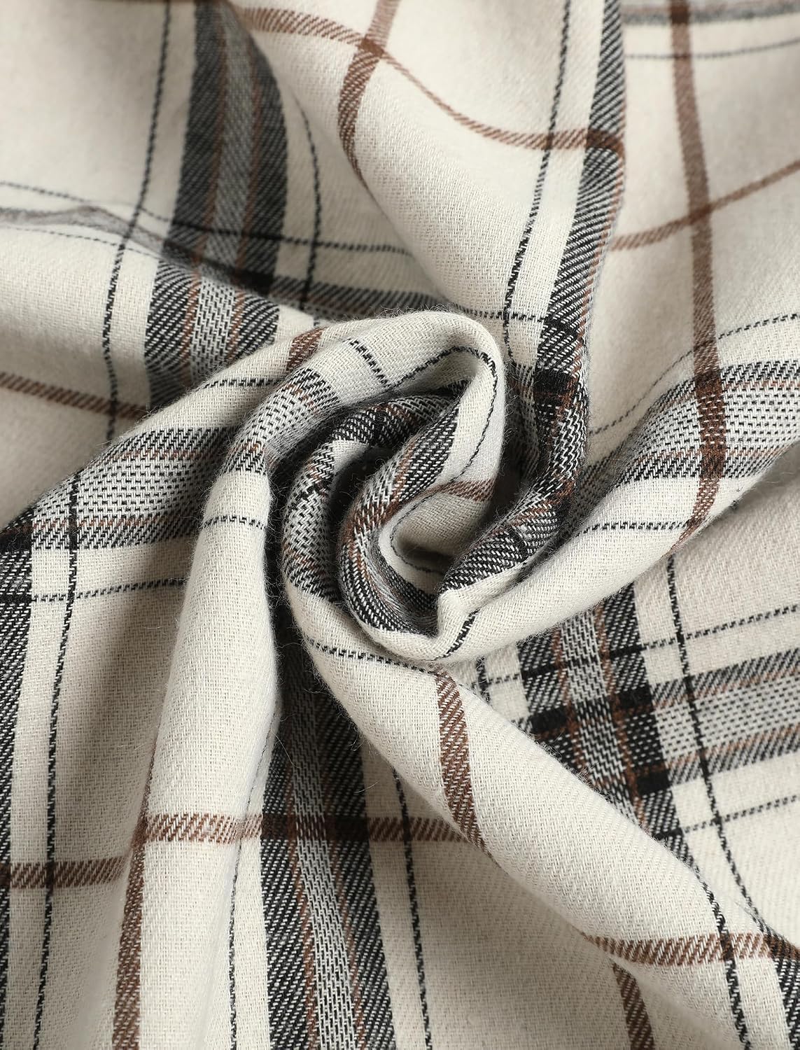 ZAFUL Men's Casual Plaid Fleece Jacket Unisex Men Drawstring Hooded Coat Fuzzy Hoodie