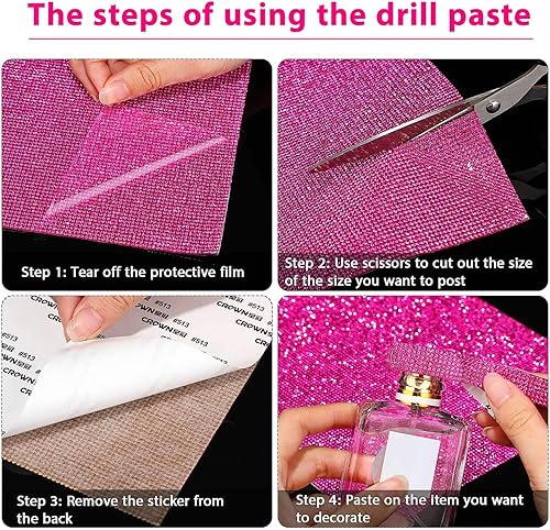 Vista 106 de Outus 12000 piezas de lámina de strass Bling Bling, calcomanías de strass, autoadhesivas, calcomanías para decoración de autos DIY, calcomanías