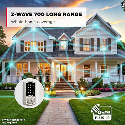 Miniatura 3 de Kwikset HomeConnect 918 - Bloqueo de pantalla táctil tradicional Z-Wave de largo alcance, funciona con alarma de anillo, requiere concentrador