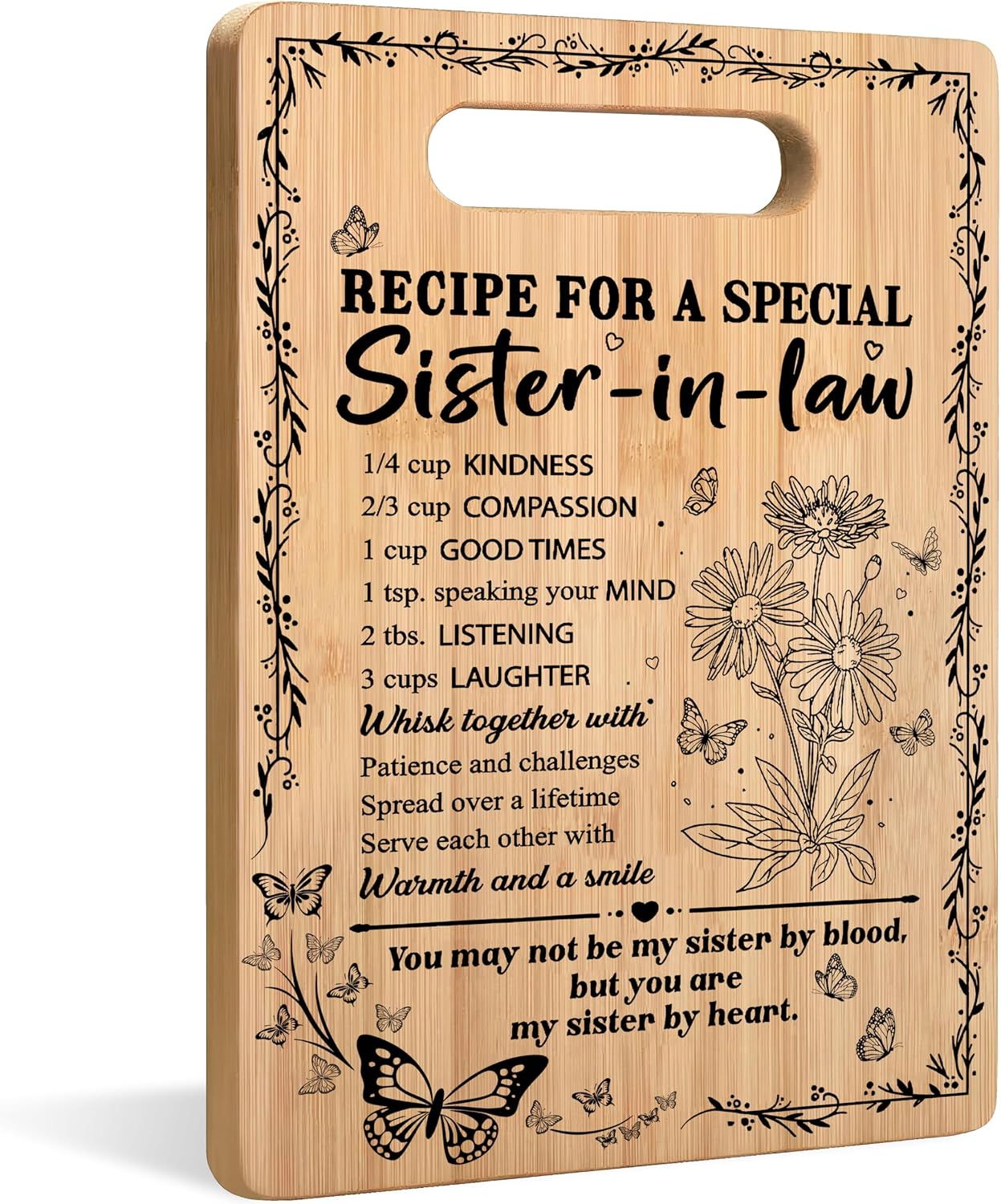 Sister in Law Gifts Cutting Chopping Board, Best Sister in Law Gifts from Sister, Sister-in-Law Gifts for Mother's Day Wedding Christmas Decorative Bamboo Cutting Boards for Kitchen