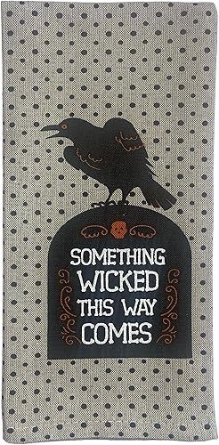 Miniatura 3 de Juego de 6, toallas de cocina 100% algodón para Halloween, casa encantada, Heebies Jeebies, Something Wicked This way comes Size 15" x 25".