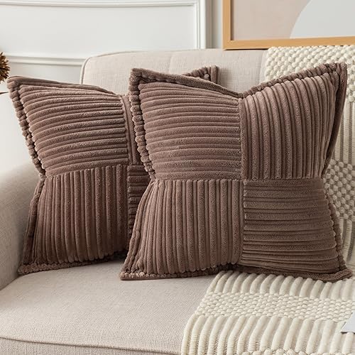 Miniatura 9 de UGASA - Juego de 2 fundas de almohada de pana súper suaves con textura de rayas de Navidad, fundas de cojín decorativas con costado ancho para casa