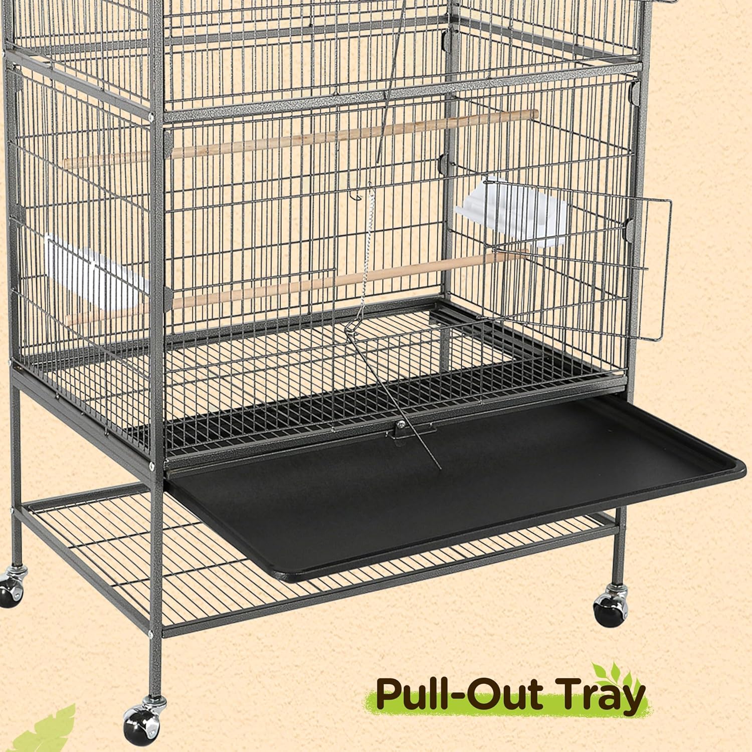 Yaheetech 52'' Bird cage w/Perches & Feeders, Large Birdcage with Pull-Out Tray, Rolling Wheels, Extra Storage, Flight Cage for Cockatiel, Parrot, Parakeet, Conure, Budgie, Pigeon Small/Medium Birds