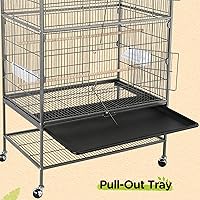 Vista 5 de Jaula para pájaros Yaheetech de 132 cm de pie, jaula grande de acero forjado para loros, jaula de vuelo para cacatúas grises africanas, cuáqueros