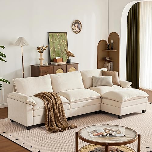 Miniatura 7 de Sofá modular modular de 114 pulgadas con otomana, sofás grandes y cómodos de nube, sofá modular de 4 asientos en forma de L, sofás modulares