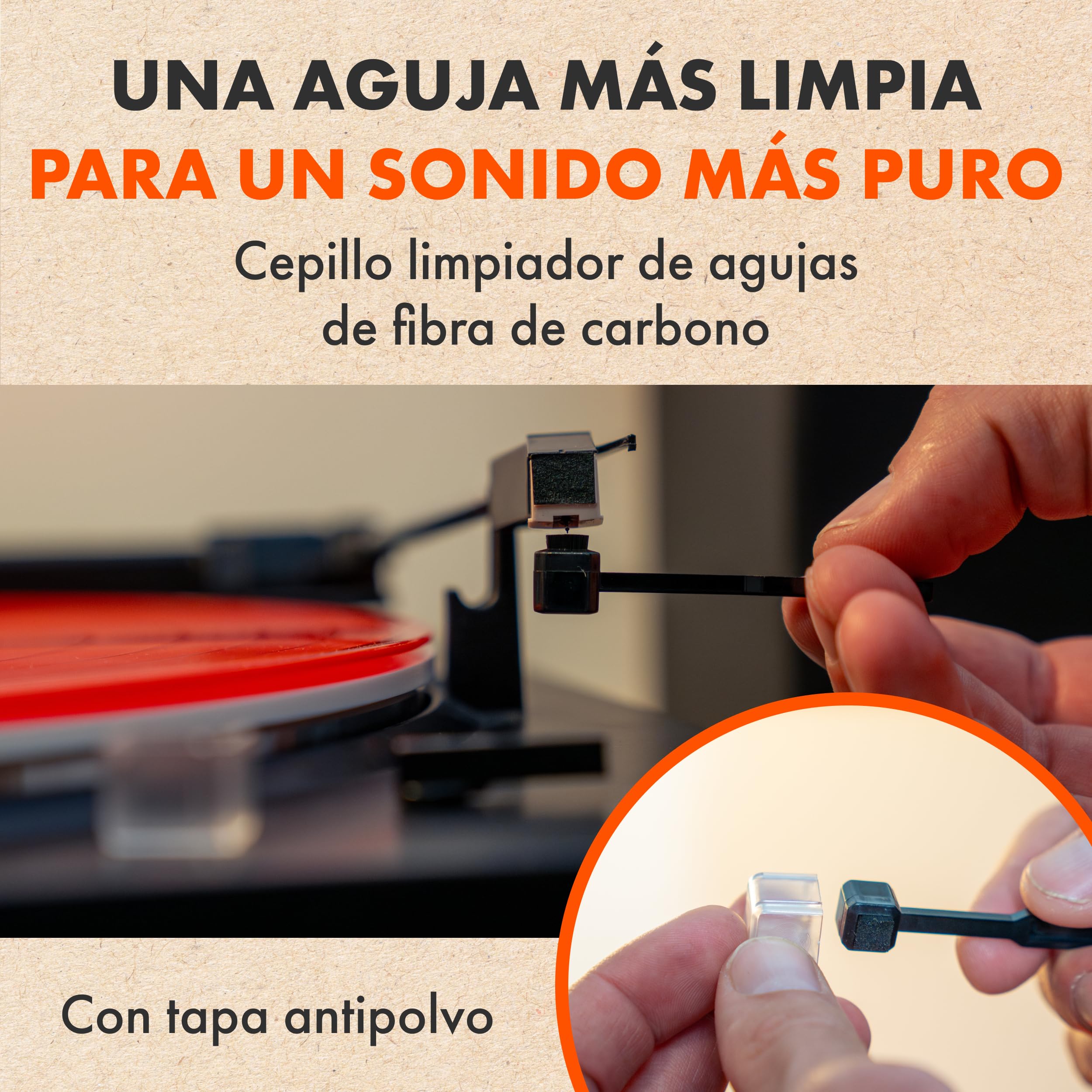 SPINCARE 7-en-1 Limpiador de Vinilos | Cepillo Velvet con Mango de Madera y Cubierta Antipolvo | Solución 120ml | Cepillo para Aguja y Cubierta Antipolvo | Protector de Etiqueta | Paños de Microfibra — view 5