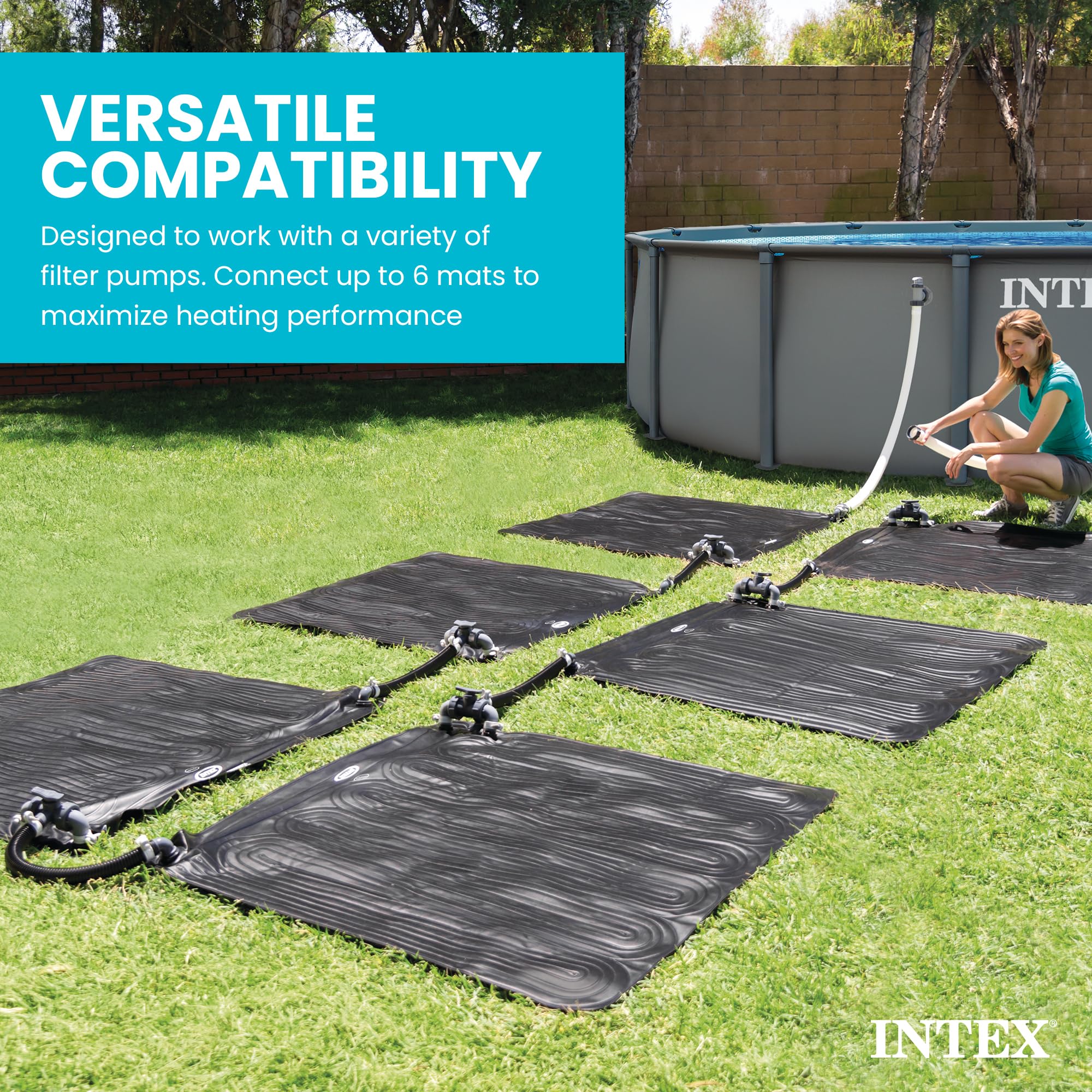 Intex - Tappetino riscaldante a energia solare per piscine fuori terra, di colore: nero, codice articolo 28685E