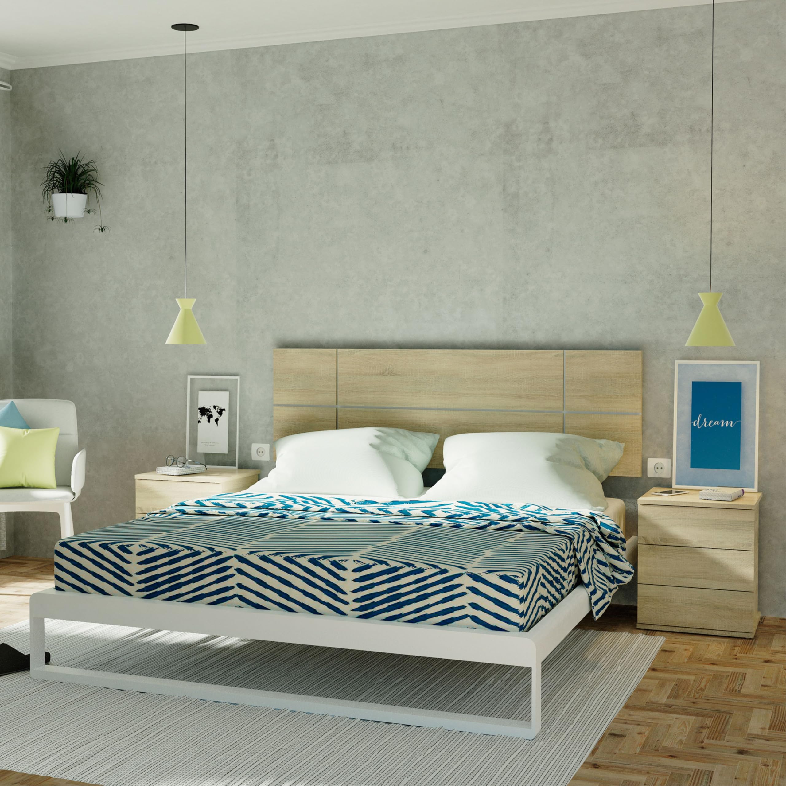 Tête De Lit CELIA 120 Avec Fixation Murale, En Tissu - Blanc Crème