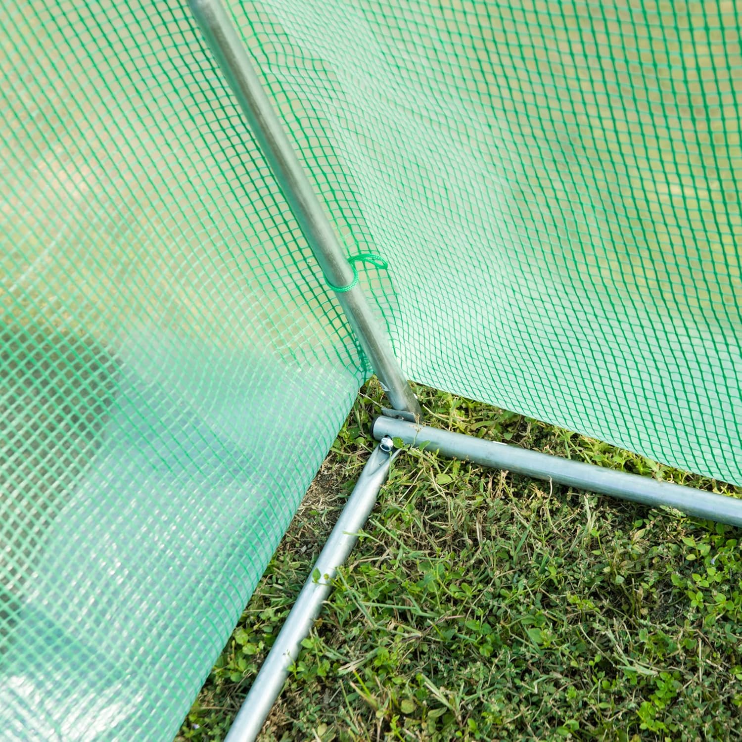Close-up of firm connection point in the greenhouse frame