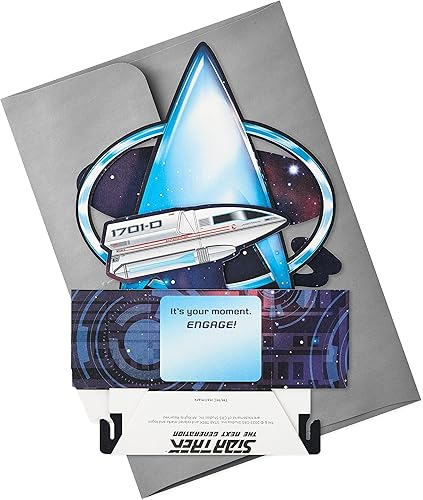 Miniatura 7 de Hallmark Paper Wonder Star Trek - Tarjeta desplegable (mensaje de la flota estelar) para cumpleaños, felicitaciones, graduaciones