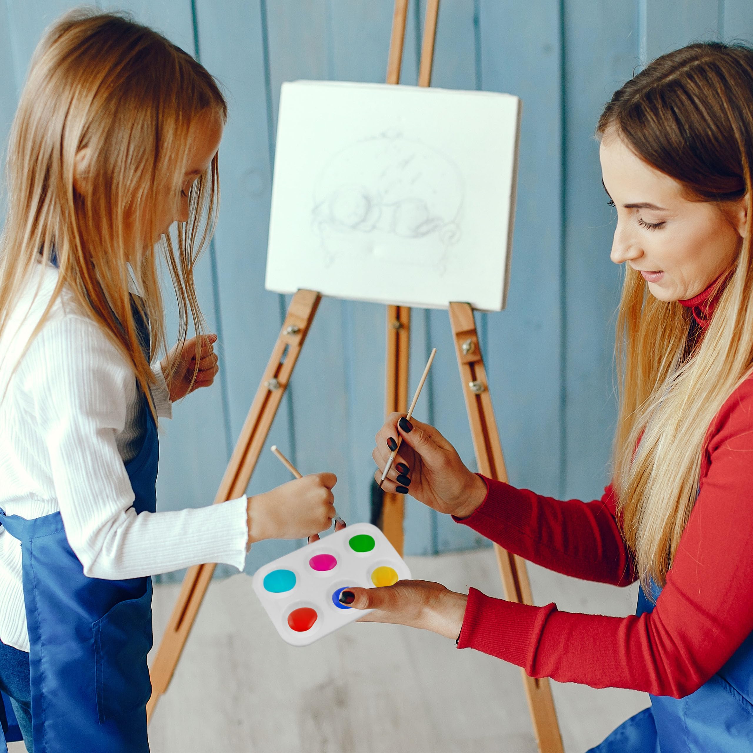 40 paletas de pintura de plástico blanco, paleta de aceite de acuarela rectangular de 6 pozos para niños, adultos, estudiantes, artistas, manualidades, bandeja de pintura para fiestas de pintura,