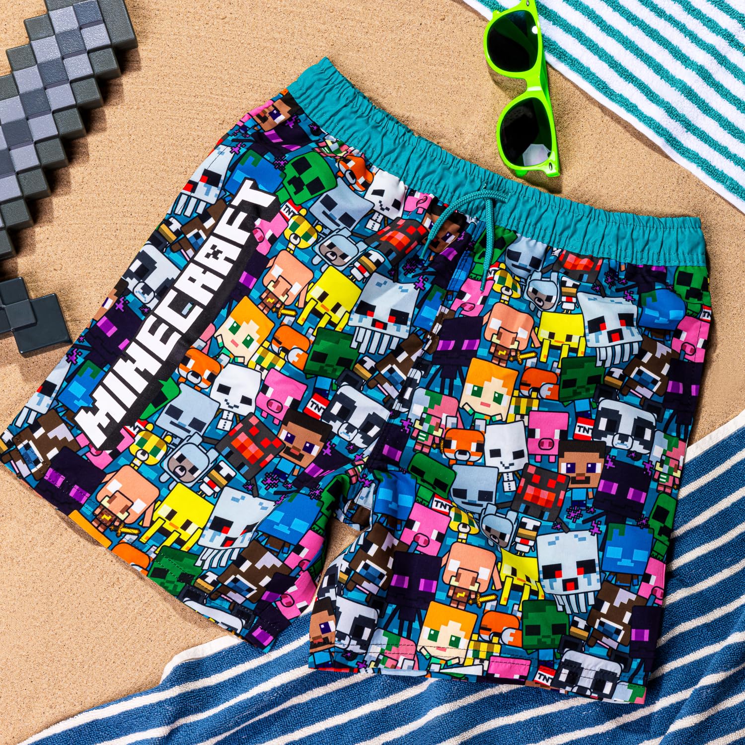 Minecraft Short de bain pour garçons de 5 à 12 ans