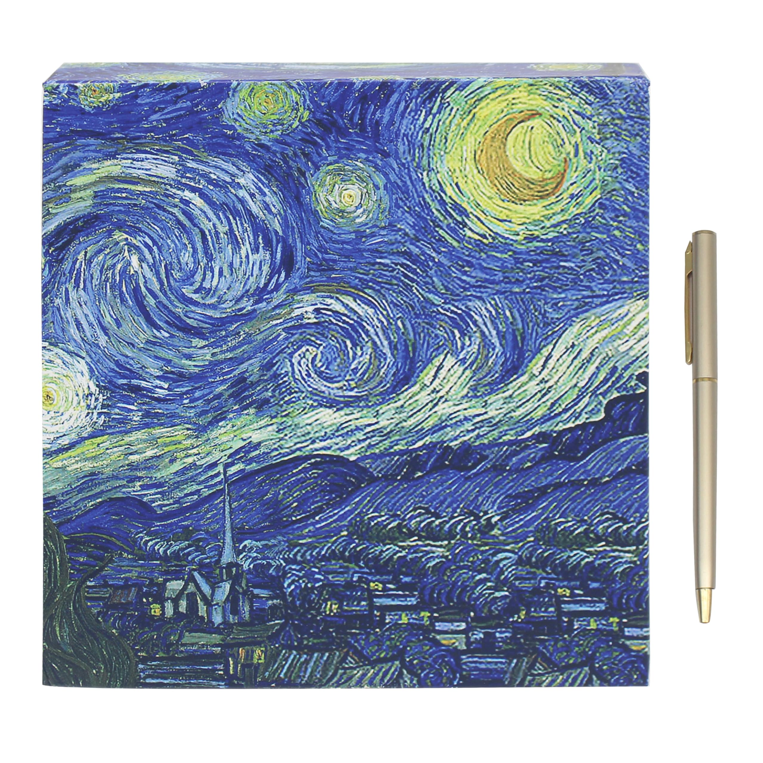 The Leonardo Collection Vincent Van Gogh Van Gogh Starry Night Memo Pad & Pen For Notes, STAR NIGHT