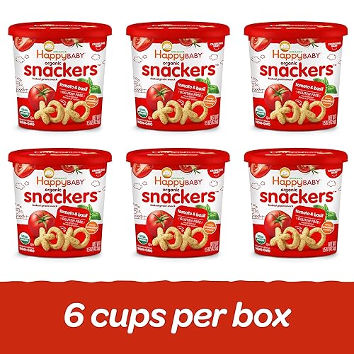 Miniatura 10 de Happy Baby Organics - Bocadillos orgánicos sin gluten cheddar vegano y brócoli taza de 15 onzas paquete de 6