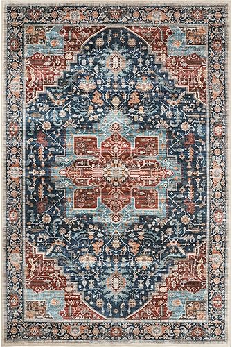 Miniatura 2 de xilixili Alfombra lavable de 8 x 10 pies para sala de estar, resistente a las manchas, con parte trasera antideslizante, ultrafina con medallón