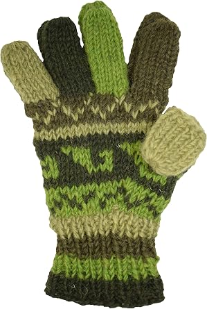 Gheri Woolen Warm Fleecelined Multicolored Five Finger Gloves Thumb Cap