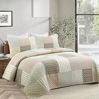 Cozy Line Home Fashions 100% Cotton Reversible Quilt Bedding Set, Classi...