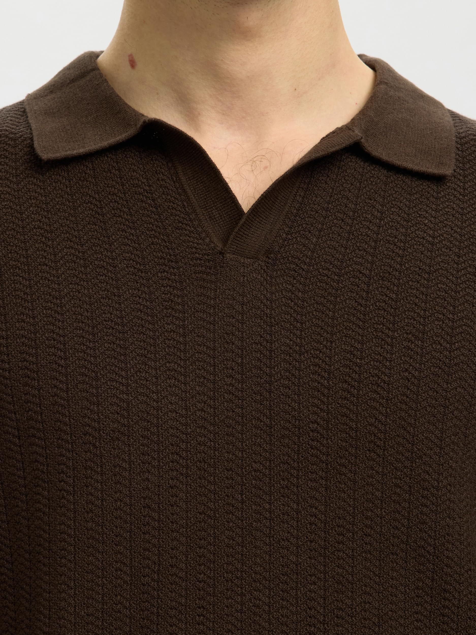 SELECTED MEN Slhmattis SS Linen Blend Struc Open Polo Slhmattis SS Linen Blend Struc Open Polo Uomo (Pacco da 1)