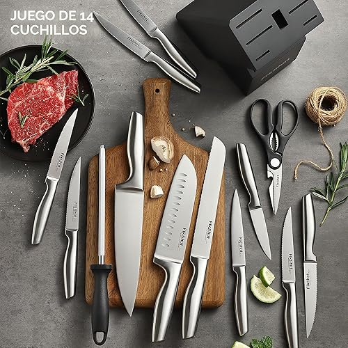 Miniatura 8 de Juego de cuchillos de cocina de acero inoxidable de alta calidad, cuchillo Santoku afilado y cuchillos de frutas, regalo para cocineros caseros, a