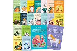 T MARIE 40 Animal Fun Fact Postcards for Kids: Thinking of You Postcard Pack