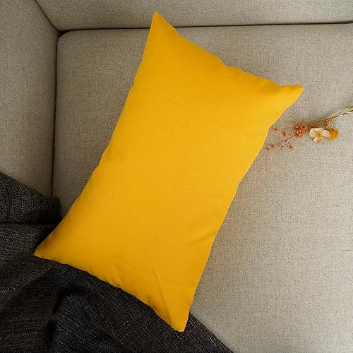 Miniatura 5 de YOUR SMILE Fundas de cojín decorativas cuadradas puras, mezcla de algodón y lino, 12 x 20 pulgadas, paquete de 2 (amarillo)