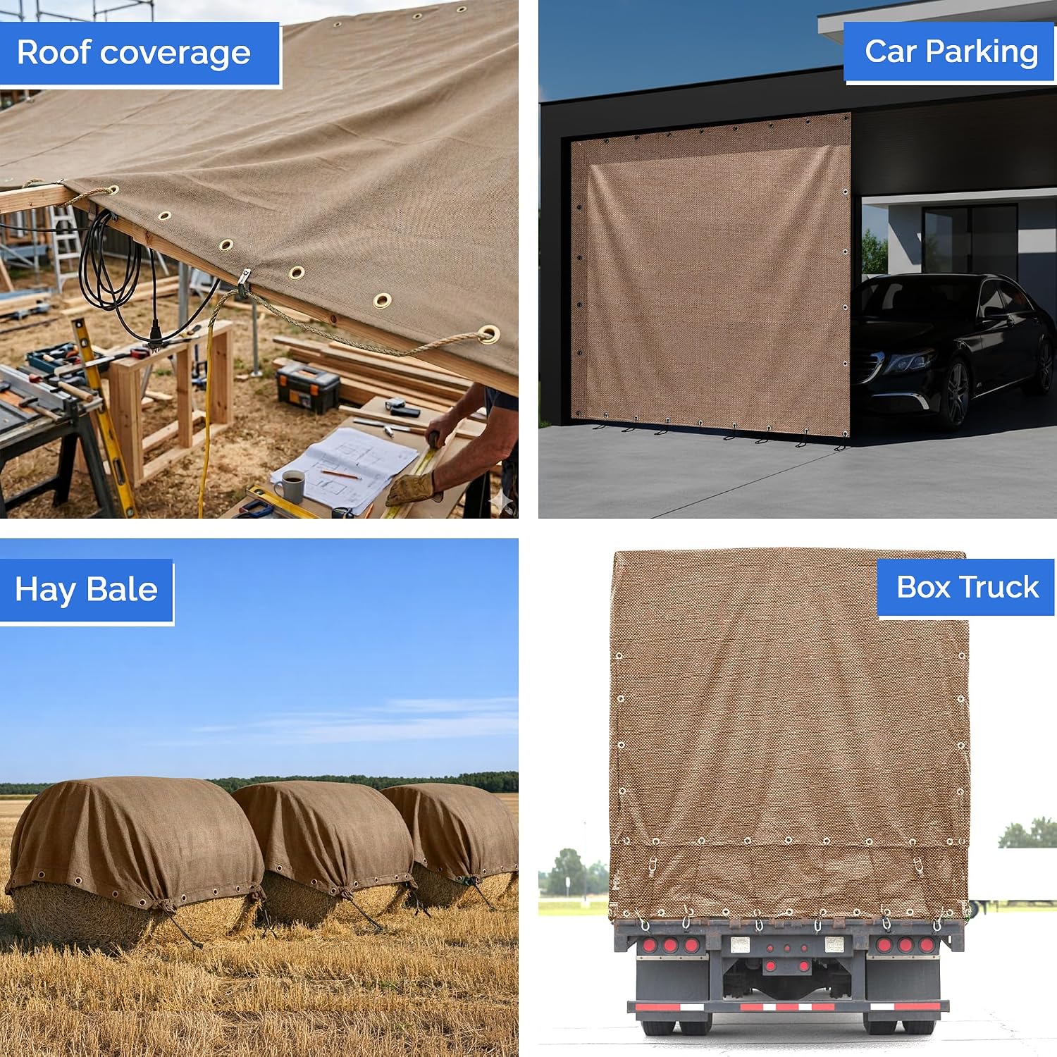 Covers & All Heavy Duty Canvas Tarp – 18 oz Cotton Canvas Tarpaulin, Water Resistant Waxed Fabric Drop Cloth for Camping, Outdoor, Garden & Equipment Cover (6 ft x 8 ft, Tan)