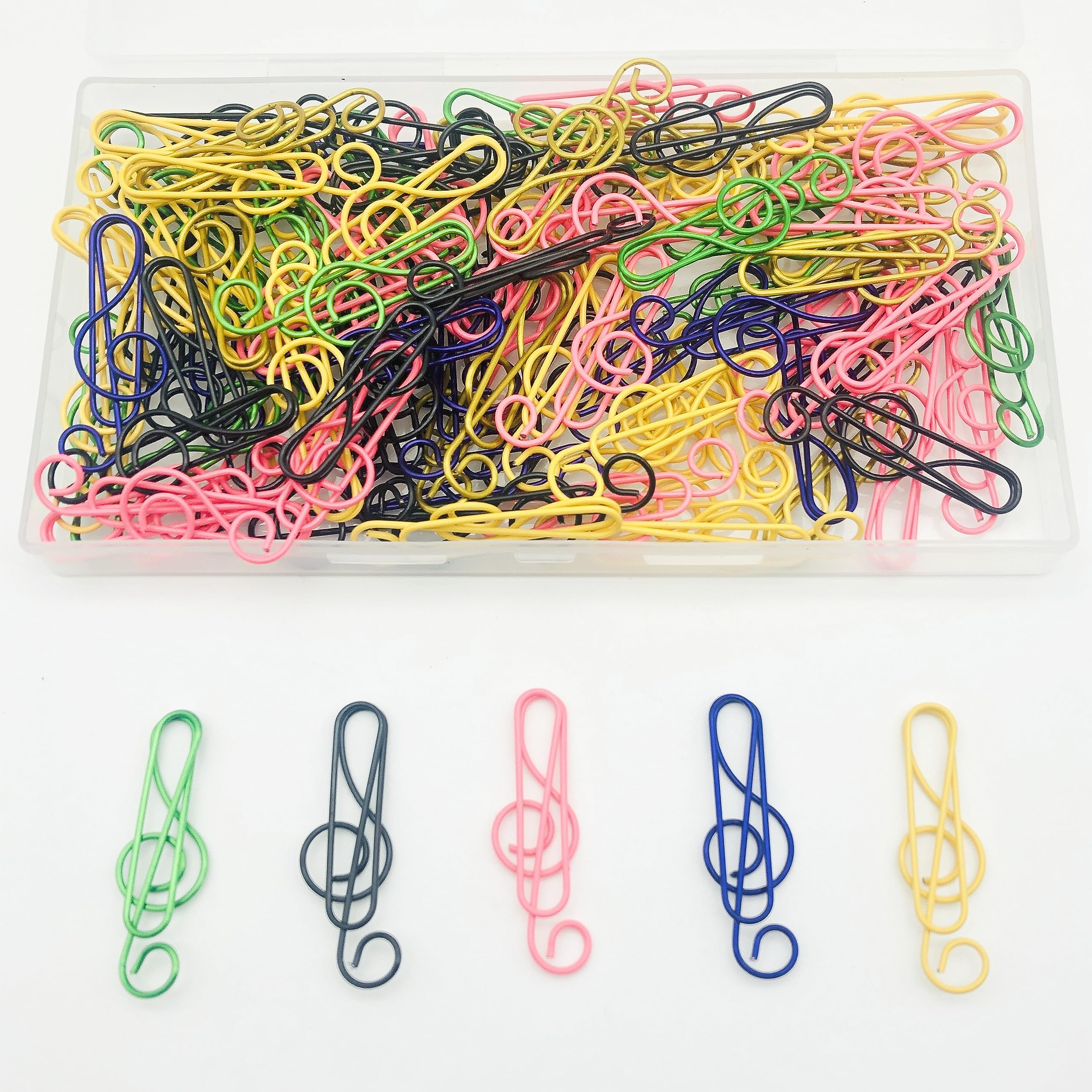 Hianan 100pcs Cute Paper Clips,Musical Note Shape,Assorted Colors Lovely Bookmark Clips