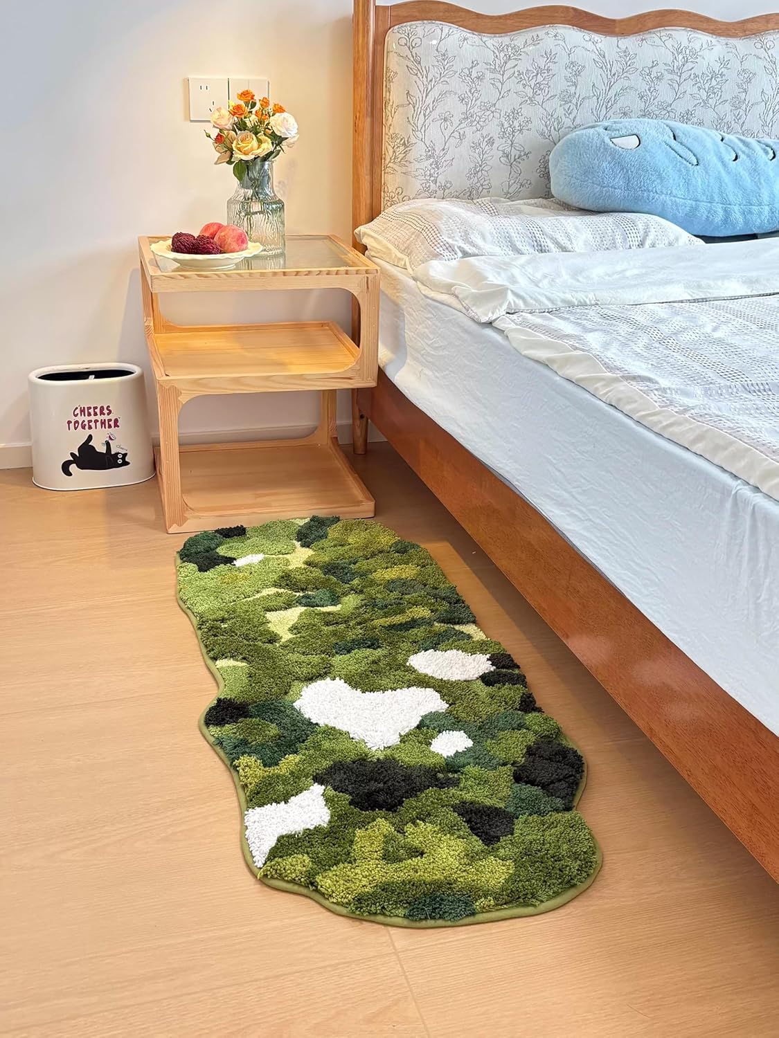 Cute Moss Bath Mat,3D Green Area Bathroom Rug,Non Slip Water Absorbent Bath Mat Tufted Rug for Shower Floor, Sink, Bedroom, Home Accessories Decor (20" x 47")